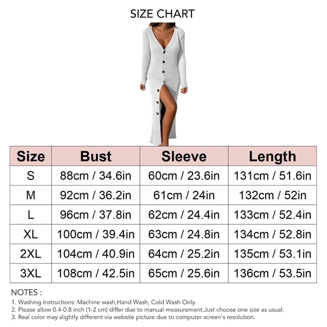 Robe Chandail Longue en Tricot à Col en V Profond pour Femmes avec Boutons, Manches Longues, Robe Maxi