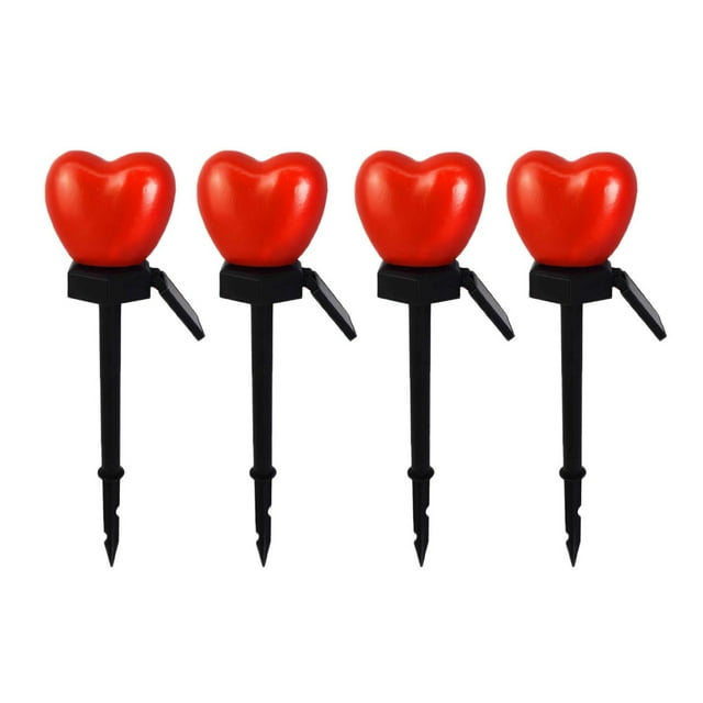 Noehoiugi Piquets Lumineux Solaires Rouges en Forme de Cœur pour la Décoration de la Saint-Valentin, Lumière Extérieure Étanche en Forme de Cœur pour Allée de Jardin, Plate-Bande, Cimetière, Tombe, Porche, Allée Décorations à Thème de la Saint-Valentin, 4 Pcs