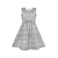 thumbnail image 2 of Robe Fille Vintage Violette Évasée Jacquard Satin Tissu Fête 8 Ans, 2 of 8