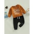 thumbnail image 3 of Bagilaanoe 2Pcs Toddler Baby Boy Long Pants Set Letter Print Long Sleeve Sweatshirt Pullover Tops + Trousers 6M 12M 18M 24M 3T Kids Casual Sweatsuit, 3 of 8
