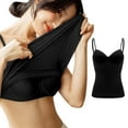 thumbnail image 2 of WTOBBY Supportive Women's Padded Camisole with Removable Chest Pad, Sexy Oversized Layering Tank Top, Soft Stretchy Plus Size Sleepwear Essential ,Black L, 2 of 5