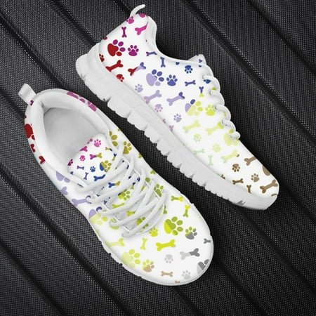 

Cute Bone and Paw Print Shoes Women Luxury Brand Autumn Ladies Shoes Breathable Lace Up Casual Flats Shoes Sneakers