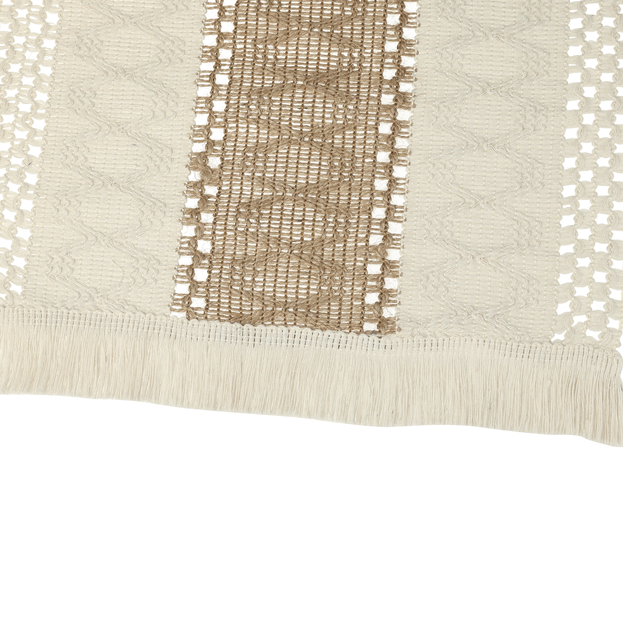 Unique Bargains 1 Pack Tassel Table Runner Cotton Linen Simple Table Flags Brown 12"x71"