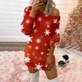 thumbnail image 4 of Pntutb Camiseta sin tirantes de manga larga con cuello sesgado suelto con estampado navideño para mujer Pntutb Pntutb-7177, 4 of 8