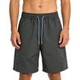 thumbnail image 2 of lcziwo Men Shorts with Pockets Summer Outdoor Elastic Waist Beach Shorts Hiking Fishing Casual Drawstring Dress Shorts Dark Gray XXL, 2 of 7