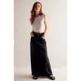 thumbnail image 4 of Women Denim Maxi Skirt Raw Hem A-Line Jean Skirt Casual Y2K Fashion High Waisted Long Denim Skirt with Pockets Black L, 4 of 6