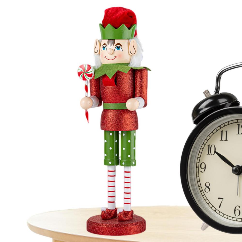 Laideyi Nutcracker Christmas Decor 14.9in Wooden Candy Cane Nutcracker
