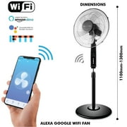 Technical Pro WIFI Enabled 16 Inch Standing Fan with Oscillating Feature, Voice Control and Smart Home App (Black)