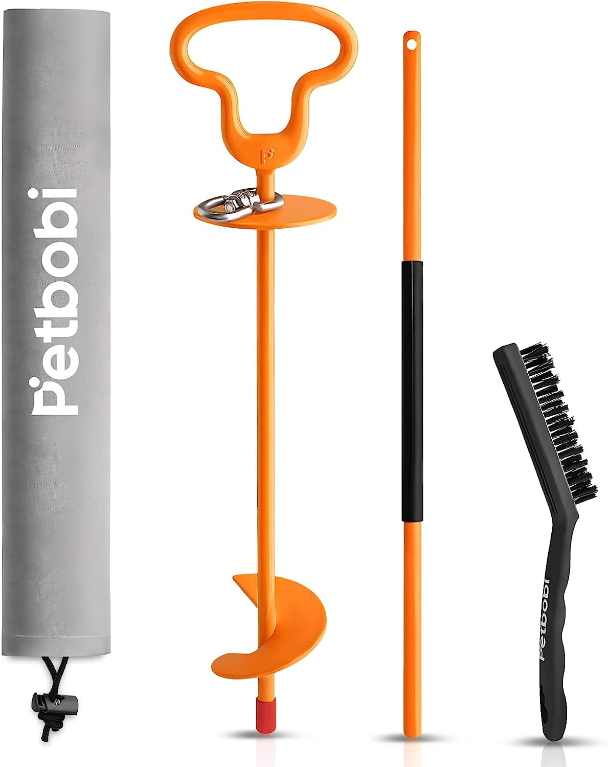 Petbobi Heavy Duty Dog Tie Out Stake with 360° Swivel Connection Ring, for Dogs up to 180lbs