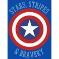 thumbnail image 2 of Boy's Marvel Avengers Captain America Stars Stripes & Bravery Graphic Tee Royal Blue Small, 2 of 5