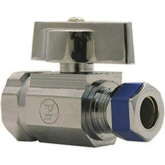 LASCO 06-9273 Straight Stop Quarter Turn Ball Valves, 1/2-Inch Steel Pipe Inlet X 3/8-Inch Compression Outlet, Chrome