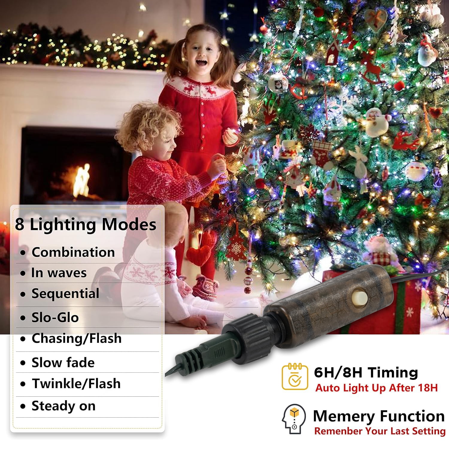 Uncahome Christmas Tree Lights,6.7FT X 16 Lines Christmas Lights,416 LED Waterfall Tree Topper Lights with Remote & 8 Lighting Modes,suitable for Indoor Outdoor Yard Party Xmas Decoration