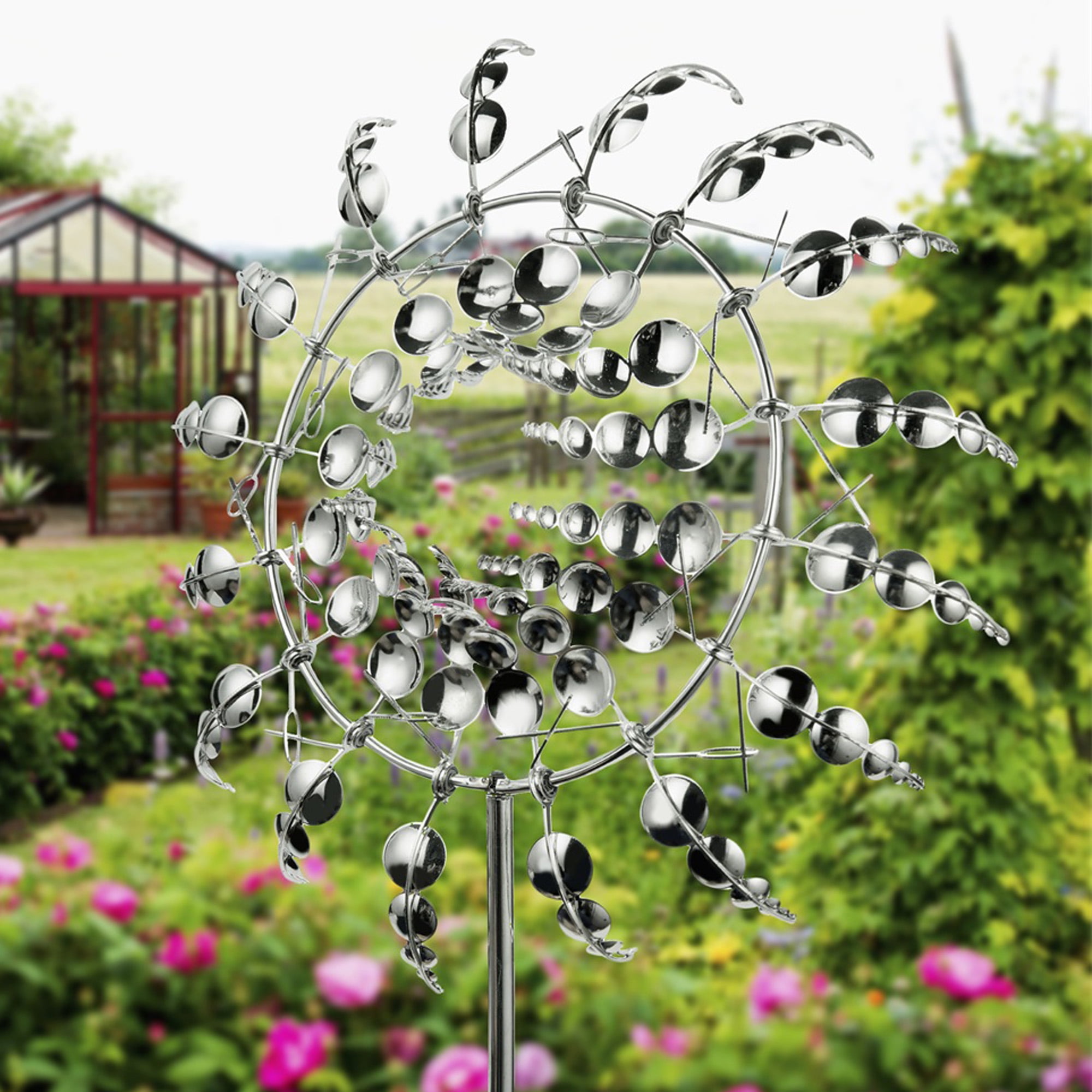 3D Wind Powered Kinetic Sculpture Christmas Decorations Wind Catchers Metal Outdoor Patio Decoration 23.6in Wind Sculptures Lawn Wind Spinners for Yard and Garden Unique Metal Windmill 