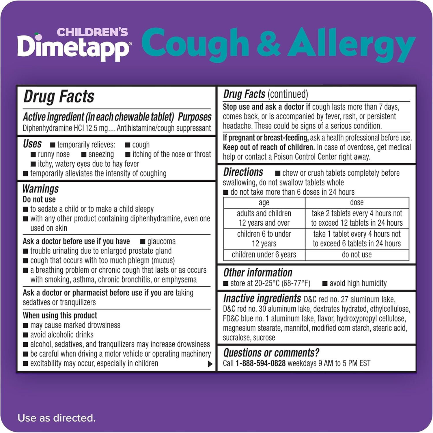 Children's Dimetapp Fast-Acting Chewable Cough & Allergy Medicine, 24 Chewable Tablets
