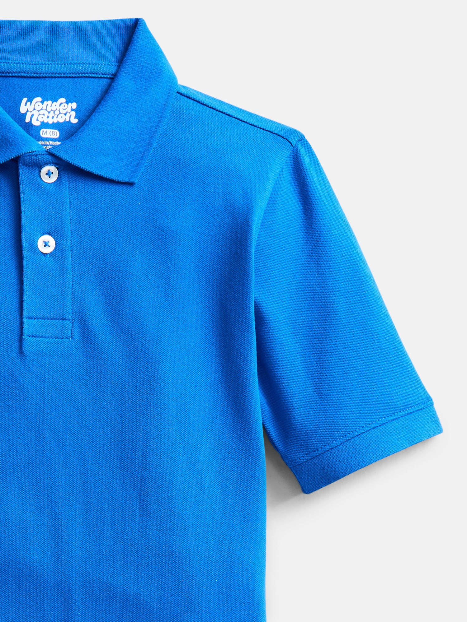 Wonder Nation Boys School Uniform Pique Polo Shirt with Short Sleeves, Size 4-18