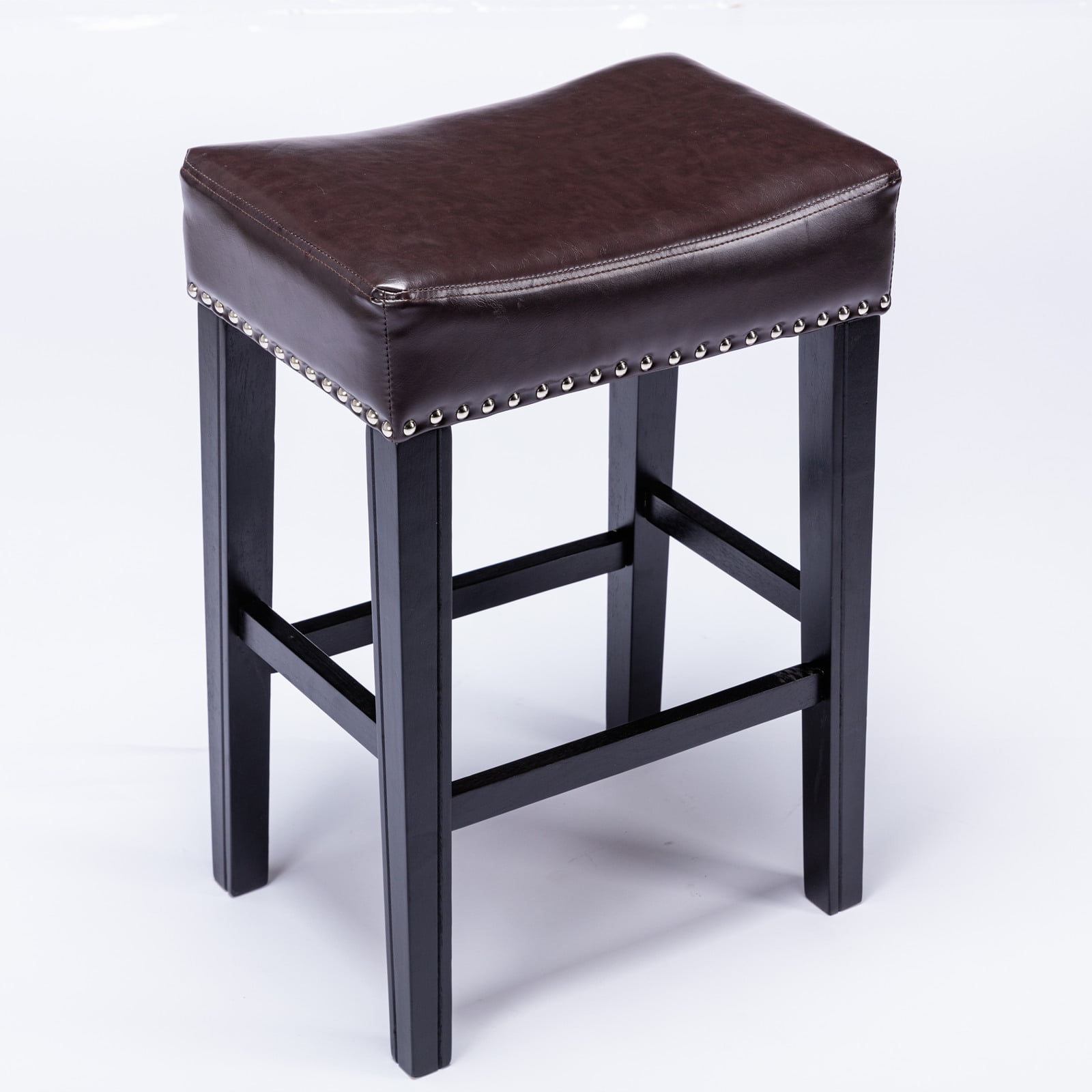 Yardi Yard Leather Backless 26" Bar Stools Set of 2 , Saddle Seat Pub Chair for Kitchen Dining Room, Brown Yardi Yard Leather Backless 26" Bar Stools Set of 2 , Saddle Seat Pub Chair for Kitchen Dining Room, Brown