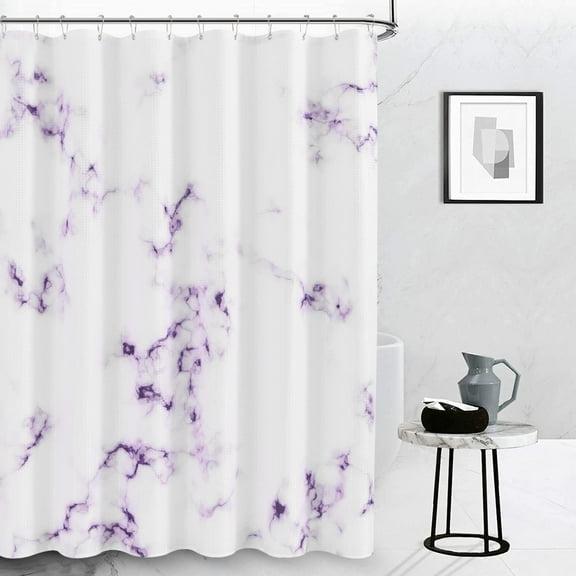 Royal Purple Shower Curtain Modern Marble Fabric Shower Curtains for African American Woman Black Girl Bathroom Set with Hooks Bath Decor Gradient from White Lavender Dark Purple Plum Eggplant