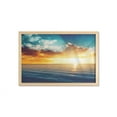 thumbnail image 1 of Sunset Wall Art with Frame, Long Exposure Horizon Panorama over Ocean Dramatic Sky Dusk Serene Image, Printed Fabric Poster for Bathroom Living Room, 35" x 23", Yellow Blue, by Ambesonne, 1 of 2