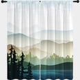 thumbnail image 4 of Misty Forest Bedroom Blackout Curtains Nature Scenery Foggy Mountain Rustic Tree Print Thermal Insulating Window Curtain Panels for Bedroom with Rod Pocket W42 x L45 Inch, 4 of 5