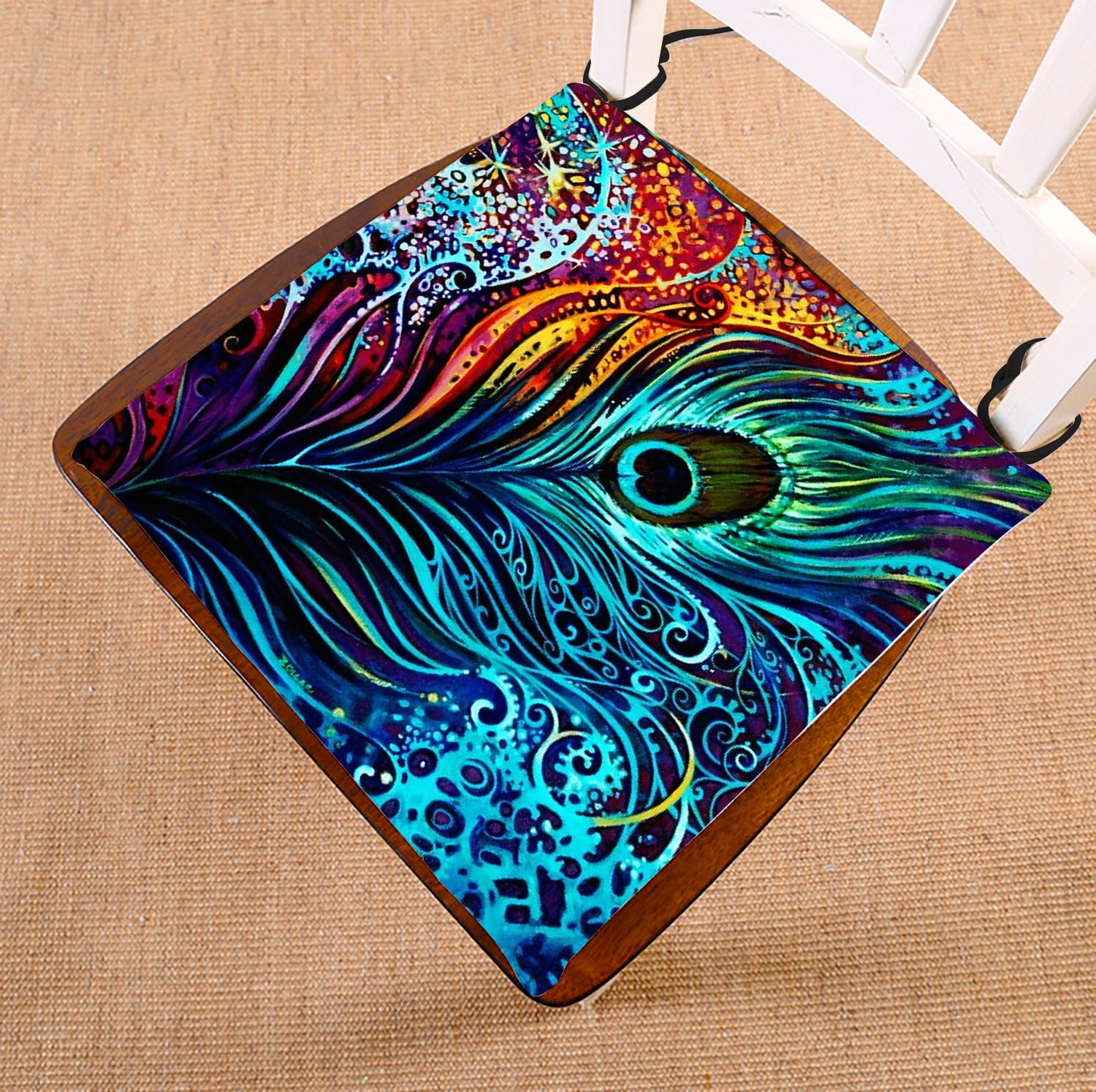 GCKG Colorful Peacock Design Chair Pad Seat Cushion Chair Cushion Floor