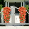 thumbnail image 3 of 2Pc Artificial Morning Glory Vines Outdoor Decor – UV Fade-Proof Hanging Plants for Garden Fence Cover, Patio Privacy Screen (Weather-Resistant 6-Pack Easy Install), 3 of 5