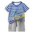 thumbnail image 4 of Baby Boy Outfits Boys Summer Cute Cartoon Print Short Sleeve Tops Shorts Casual Suit Baby Clothes Boy Sky Blue 3-4Years, 4 of 4