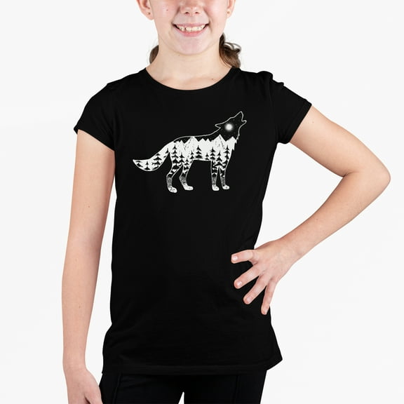 Girl's Word Art T-shirt - Howling Wolf