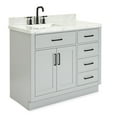 thumbnail image 5 of Ariel Hepburn 43 In. Left Offset Rectangle Sink Vanity With 1.5 In. Carrara White Countertop In Grey, 5 of 9