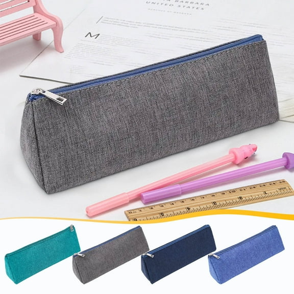 Triangular Pencil Case Large Capacity Faux Leather Zippered Pouch | Waterproof Stationery Organizer Bag | Multi-Purpose Travel Accessories Holder | Portable & Durable Storage