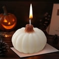 thumbnail image 1 of Vela Aromática de Calabaza de Halloween | Vela Artesanal con Calabaza Simulada | Aromaterapia Ambiental y Elegante | 7 X 6,5 Cm | Blanca | 120 G | Vela de Cera de Soja, 1 of 6