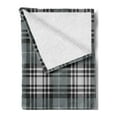 thumbnail image 2 of Checkered Soft Flannel Fleece Blanket, Old Fashioned Plaid Tartan in Dark Colors Classic English Tile Symmetrical, Cozy Plush for Indoor and Outdoor Use, 50" x 70", Grey Black White, by Ambesonne, 2 of 5