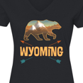 thumbnail image 4 of Inktastic Wyoming Vacation Bear Silhouette Women's V-Neck T-Shirt, 4 of 5