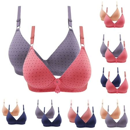 Fesfesfes Bras for Women Wireless 2PC s Ladies Embroidered Glossy Comfortable Breathable Bra Underwear Bras Women Bras