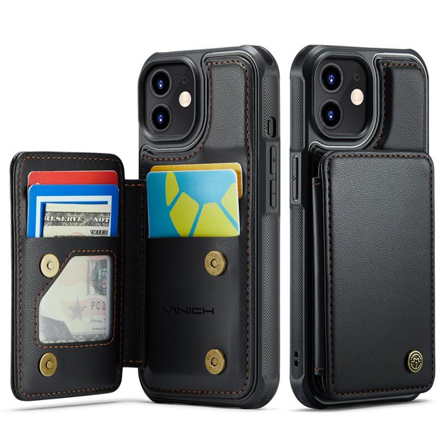 Funda de teléfono Vinich Wallet con tarjetero para iPhone 12/12 Pro