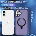 thumbnail image 6 of Magnetic for iPhone 16 Case, Compatible for Mag-Safe Charging with Kickstand Ring Holder, Military-Grade Shockproof Protection Translucent Back for iPhone 16 Phone Case, Darkpurple, 6 of 7