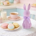 thumbnail image 6 of Artificial Flocked Easter Bunny Figurine - Easter Rabbit Statue with Satin Bow | Decorative Tabletop Accents for Spring & Holiday Celebrations, 6 of 6