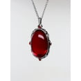 thumbnail image 4 of Blood Red Oval Cabochon in Silver Finish Pewter Frame Pendant Necklace by Real Metal NK-608, 4 of 5