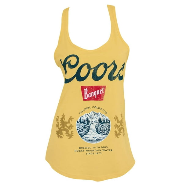 Coors Banquet Logo Racerback Women's Yellow Tank Top-Large