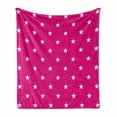 thumbnail image 1 of Hot Pink Soft Flannel Fleece Throw Blanket, Symmetrical Pattern with White Stars Girlish Pattern Retro Party Tile, Cozy Plush for Indoor and Outdoor Use, 50" x 70", Hot Pink White, by Ambesonne, 1 of 6