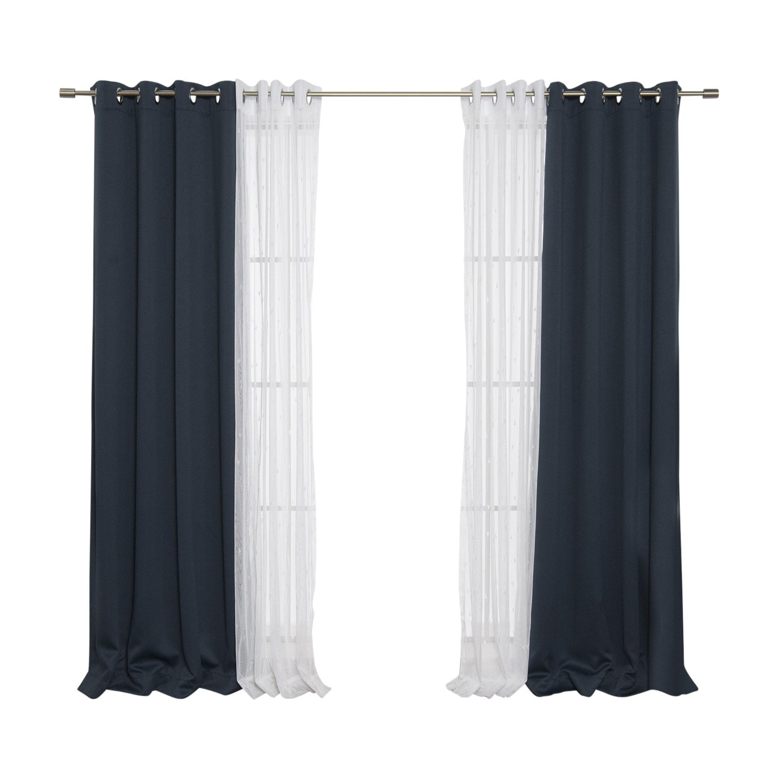Best Home Fashion Sheer Triangle and Blackout Curtains