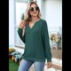 thumbnail image 5 of Sudaderas de Mujer, Camisetas de Larga con Cuello en V, Camisetas Básicas Informales para Otoño e Invierno. Verde L, 5 of 10
