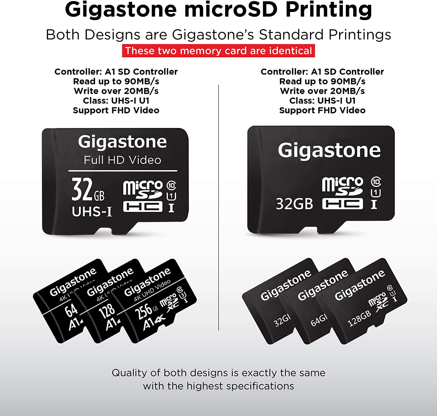 Gigastone 32GB Micro SD Card, FHD Video UHS-I U1 Class 10, for Surveillance, Security, Action Cameras, Drone, Dash Cams - GS-2IN1C1032G-R