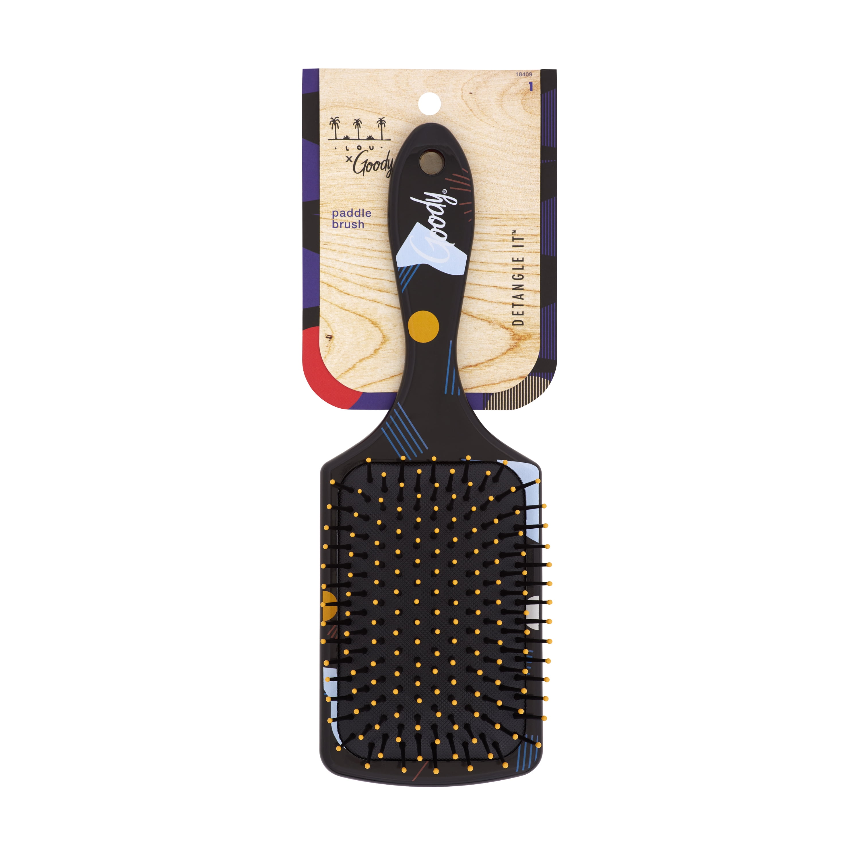 Goody Tru X Hola Lou Collab Ouchless® Detangling Printed Paddle Brush Black, 1 CT