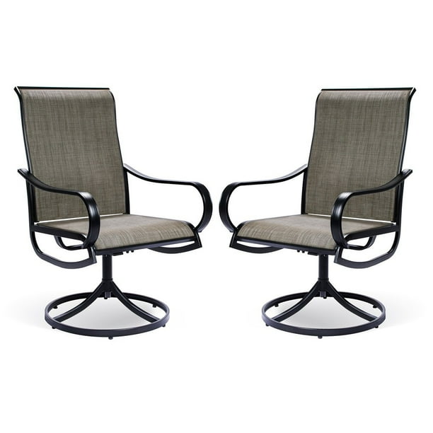 Patio Dining Chairs Set of 2,BigRoof Textilene High Back Outdoor Swivel