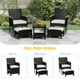 thumbnail image 6 of 5 Piece Outdoor Patio Furniture Set with Table&Ottoman Outdoor Furniture Patio Set Bistro Wicker Patio Set of 2 Patio Conversation Sets for Porch Balcony Deck(Black Wicker&White Cushion), 6 of 7
