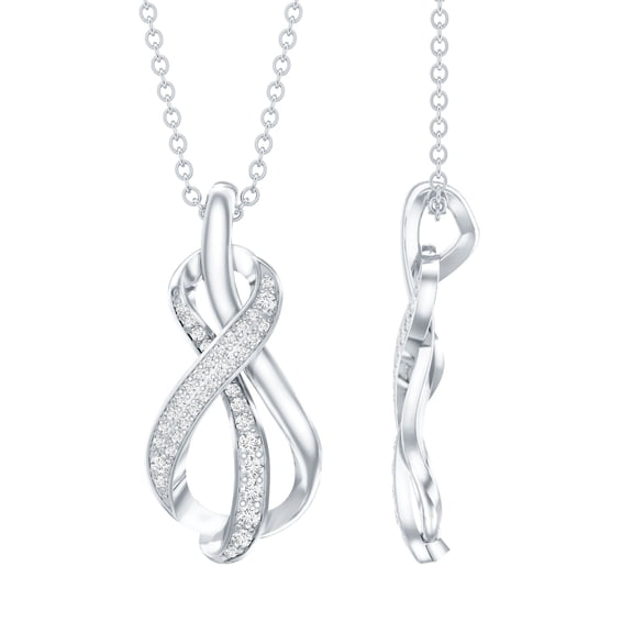 Rosec Jewels Lab Grown Diamond Infinity Pendant with Chain (Ef-Vs Quality) - Ready to Gift for Valentines Day, 925 Sterling Silver