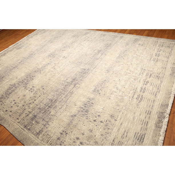 9'x12' Beige Grey Ivory Color Hand Knotted Full Pile Oriental Wool