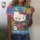 thumbnail image 3 of Camiseta de algodón de Hello Kitty para mujer, camiseta de verano con estampado de dibujos animados y cuello redondo, camisa de manga corta para mujer, chándal, ropa holgada, 3 of 5