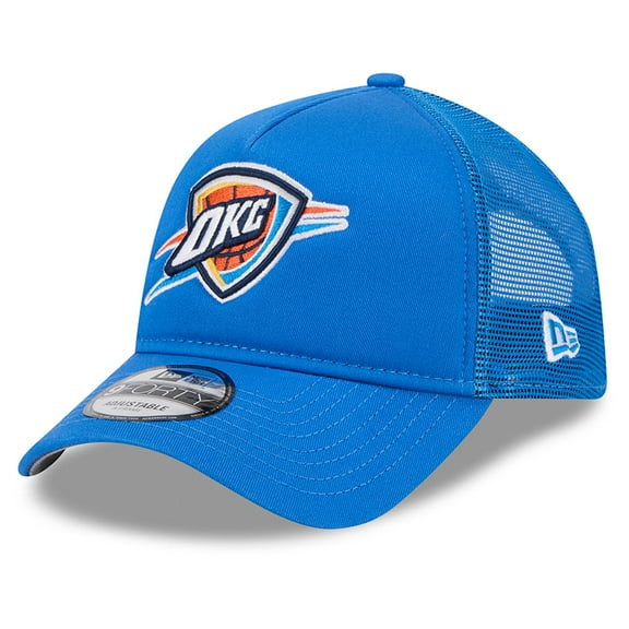 Men's New Era Blue Oklahoma City Thunder Core Logo Foam Front A-Frame 9FORTY Adjustable Trucker Hat