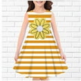 thumbnail image 2 of YLSDL Girls Summer Sleeveless Dress Kids Black White Vertical Striped A-Line Beach Party Dresses with 3D Sunflower Print Yellow 120, 2 of 3